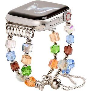 NEW Stylish Silver Beaded Apple Watch Band